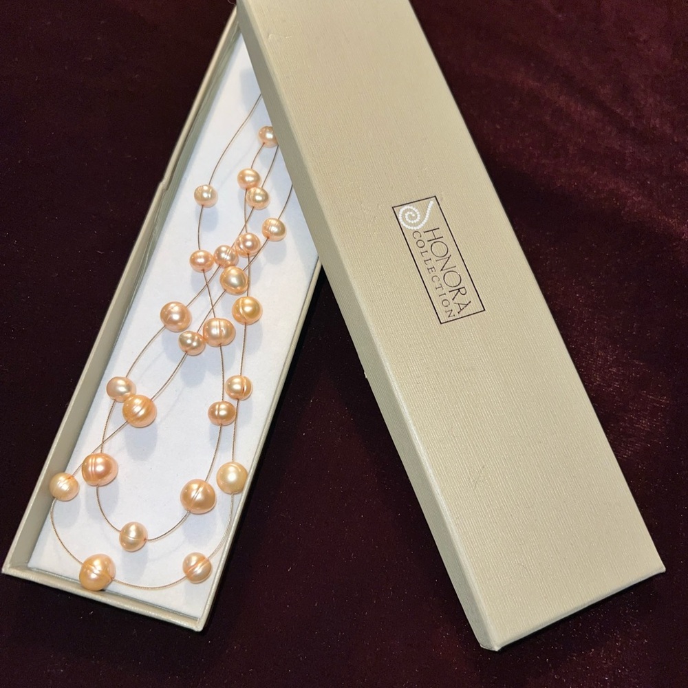 Honora fresh water pearls necklace in rose gold‎